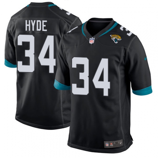 Men's Nike Jacksonville Jaguars 34 Carlos Hyde Game Black Team Color NFL Jersey