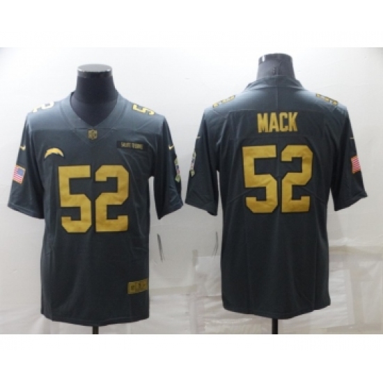 Men's Los Angeles Chargers 52 Khalil Mack Grey Gold Salute To Service Limited Stitched Jersey