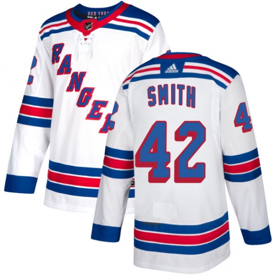 Men's Adidas New York Rangers 42 Brendan Smith Authentic White Away NHL Jersey