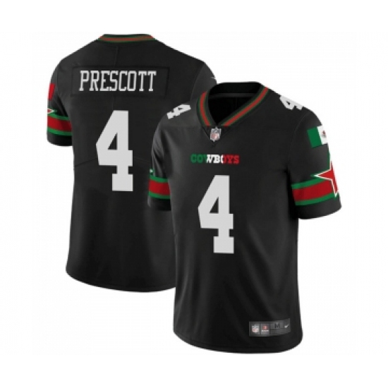 Men's Nike Dallas Cowboys 4 Dak Prescott Black Mexico Vapor Limited Stitched Football Jersey