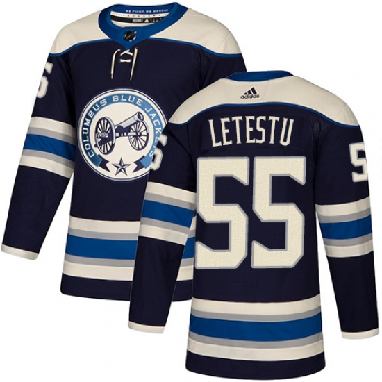 Men's Adidas Columbus Blue Jackets 55 Mark Letestu Authentic Navy Blue Alternate NHL Jersey