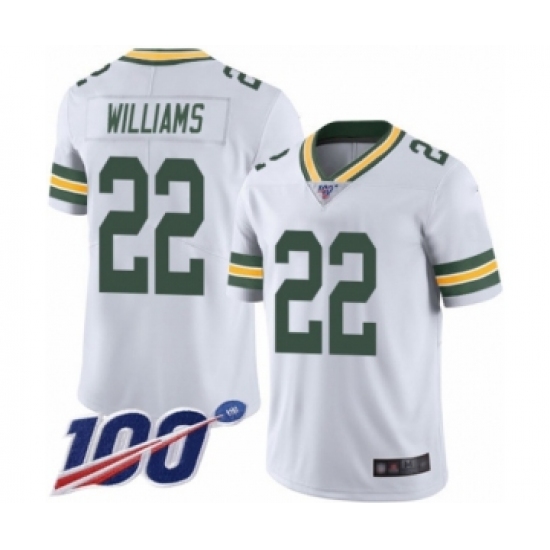 Men's Green Bay Packers 22 Dexter Williams White Vapor Untouchable Limited Player 100th Season Football Jersey