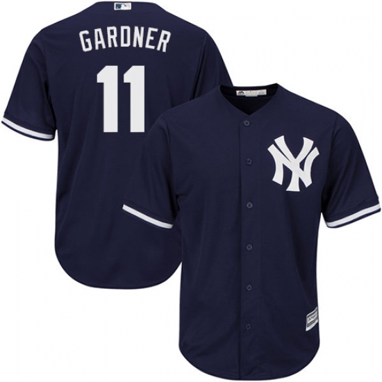 Men's Majestic New York Yankees 11 Brett Gardner Replica Navy Blue Alternate MLB Jersey