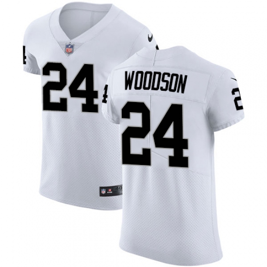 Men's Nike Oakland Raiders 24 Charles Woodson White Vapor Untouchable Elite Player NFL Jersey