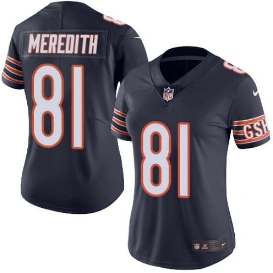 Women's Nike Chicago Bears 81 Cameron Meredith Navy Blue Team Color Vapor Untouchable Limited Player NFL Jersey