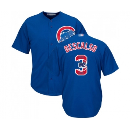 Men's Chicago Cubs 3 Daniel Descalso Authentic Royal Blue Team Logo Fashion Cool Base Baseball Jersey