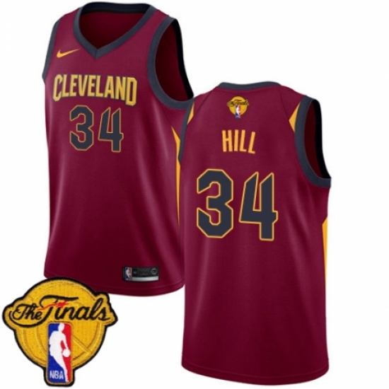 Men's Nike Cleveland Cavaliers 34 Tyrone Hill Swingman Maroon 2018 NBA Finals Bound NBA Jersey - Icon Edition