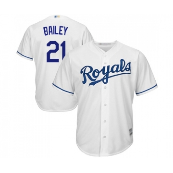 Men's Kansas City Royals 21 Homer Bailey Replica White Home Cool Base Baseball Jersey