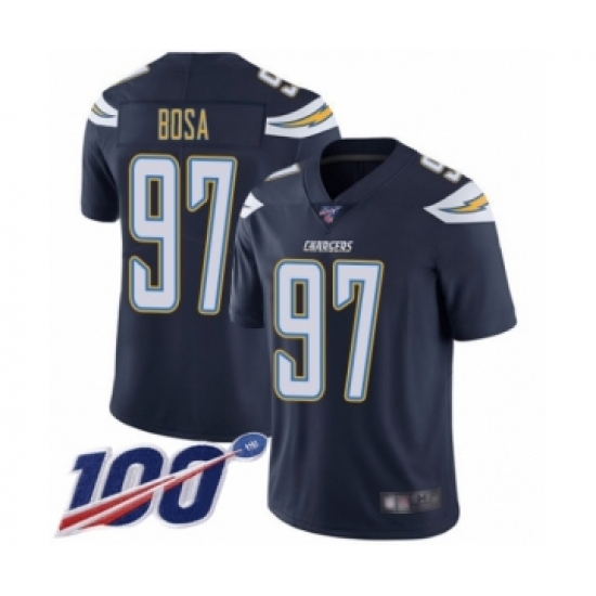 Men's Nike Los Angeles Chargers 97 Joey Bosa Navy Blue Team Color Vapor Untouchable Limited Player 100th Season NFL Jersey