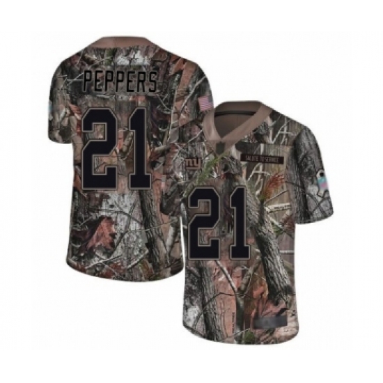 Men's New York Giants 21 Jabrill Peppers Limited Camo Rush Realtree Football Jersey