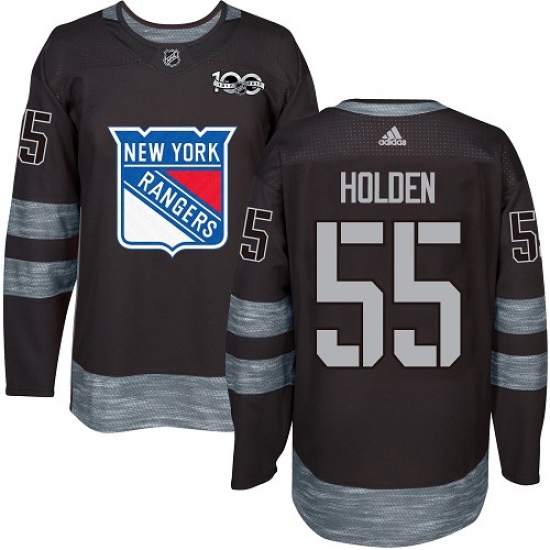 Men's Adidas New York Rangers 55 Nick Holden Authentic Black 1917-2017 100th Anniversary NHL Jersey