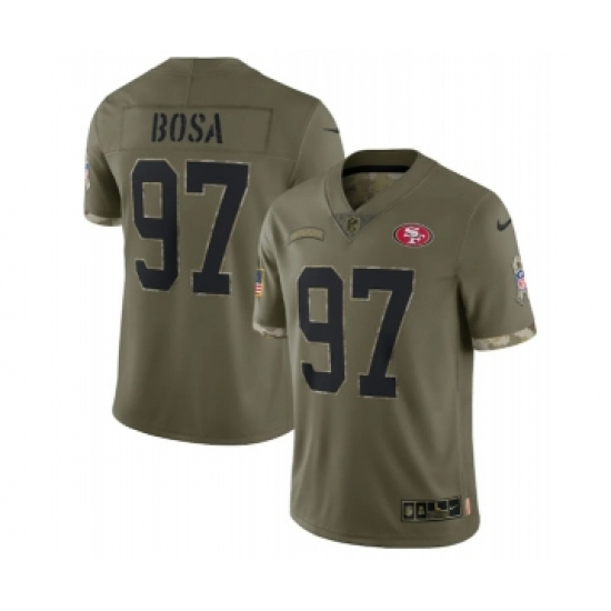 Men's San Francisco 49ers 97 Nick Bosa 2022 Olive Salute To Service Limited Stitched Jersey