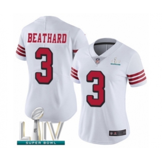 Women's San Francisco 49ers 3 C. J. Beathard Limited White Rush Vapor Untouchable Super Bowl LIV Bound Football Jersey