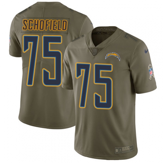 Men's Nike Los Angeles Chargers 75 Michael Schofield Limited Olive 2017 Salute to Service NFL Jersey