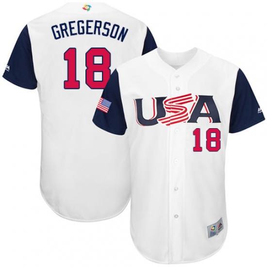 Men's USA Baseball Majestic 18 Luke Gregerson White 2017 World Baseball Classic Authentic Team Jersey