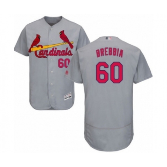 Men's St. Louis Cardinals 60 John Brebbia Grey Road Flex Base Authentic Collection Baseball Player Jersey