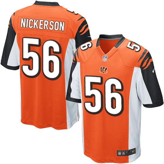 Men's Nike Cincinnati Bengals 56 Hardy Nickerson Game Orange Alternate NFL Jersey