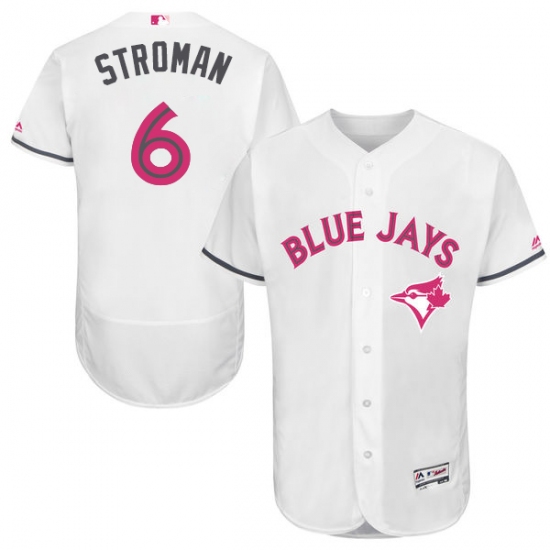 Men's Majestic Toronto Blue Jays 6 Marcus Stroman Authentic White 2016 Mother's Day Fashion Flex Base MLB Jersey