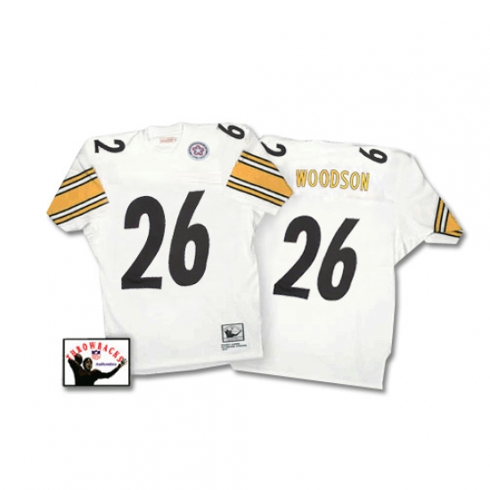 Mitchell and Ness Pittsburgh Steelers 26 Rod Woodson White Authentic NFL Jersey