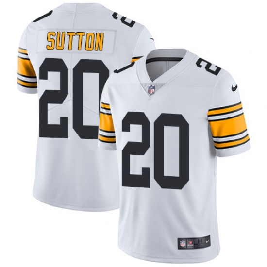 Men's Nike Pittsburgh Steelers 20 Cameron Sutton White Vapor Untouchable Limited Player NFL Jersey
