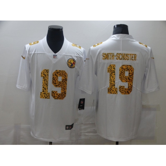 Men's Pittsburgh Steelers 19 JuJu Smith-Schuster White Nike Leopard Print Limited Jersey