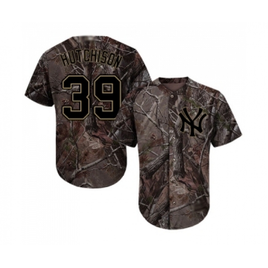 Men's New York Yankees 39 Drew Hutchison Authentic Camo Realtree Collection Flex Base Baseball Jersey
