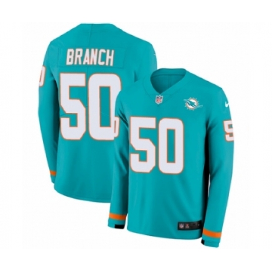 Men's Nike Miami Dolphins 50 Andre Branch Limited Aqua Therma Long Sleeve NFL Jersey