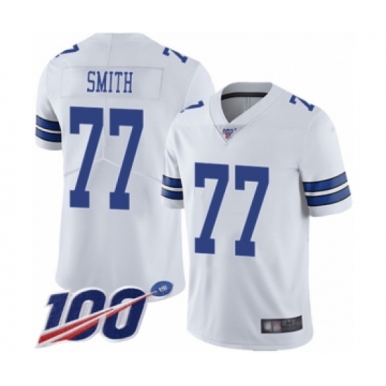 Men's Dallas Cowboys 77 Tyron Smith White Vapor Untouchable Limited Player 100th Season Football Jersey