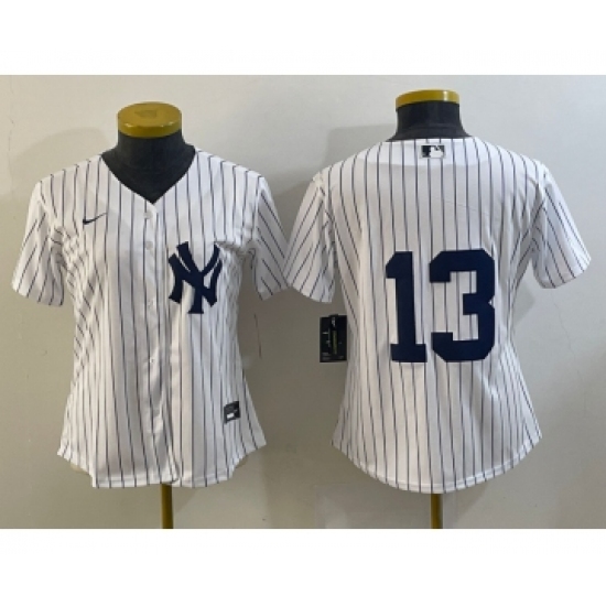 Women's New York Yankees 13 Joey Gallo White No Name Stitched MLB Nike Cool Base Jersey