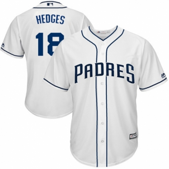 Men's Majestic San Diego Padres 18 Austin Hedges Replica White Home Cool Base MLB Jersey