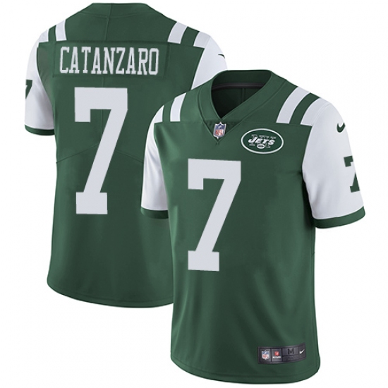 Men's Nike New York Jets 7 Chandler Catanzaro Green Team Color Vapor Untouchable Limited Player NFL Jersey