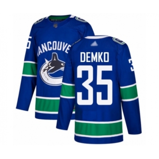 Men's Vancouver Canucks 35 Thatcher Demko Authentic Blue Home Hockey Jersey