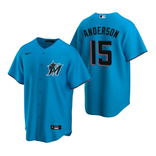 Men's Nike Miami Marlins 15 Brian Anderson Blue Alternate Stitched Baseball Jersey