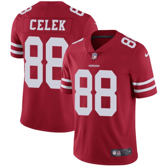 Youth Nike San Francisco 49ers 88 Garrett Celek Red Team Color Vapor Untouchable Limited Player NFL Jersey
