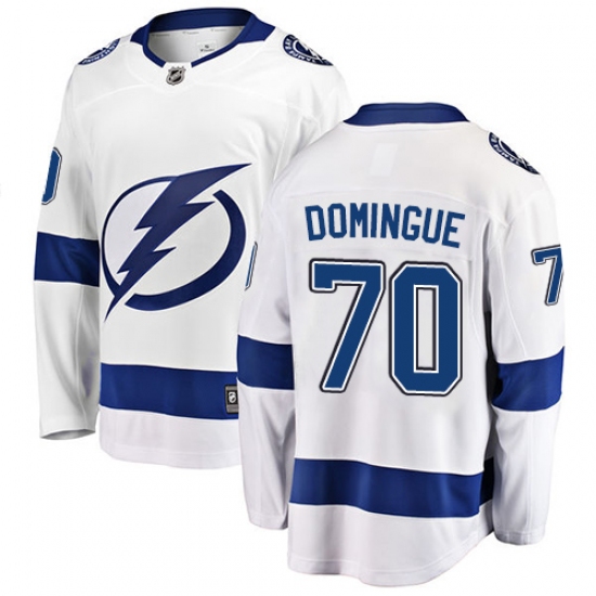 Youth Tampa Bay Lightning 70 Louis Domingue Fanatics Branded White Away Breakaway NHL Jersey