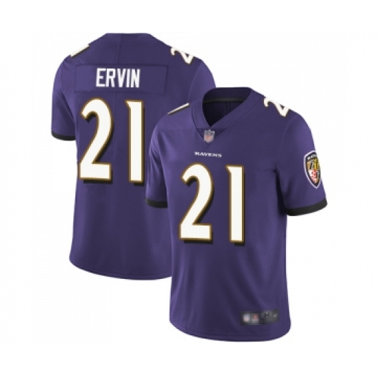Men's Baltimore Ravens 21 Tyler Ervin Purple Team Color Vapor Untouchable Limited Player Football Jersey