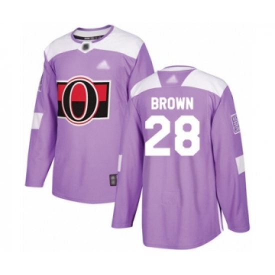 Men's Ottawa Senators 28 Connor Brown Authentic Purple Fights Cancer Practice Hockey Jersey