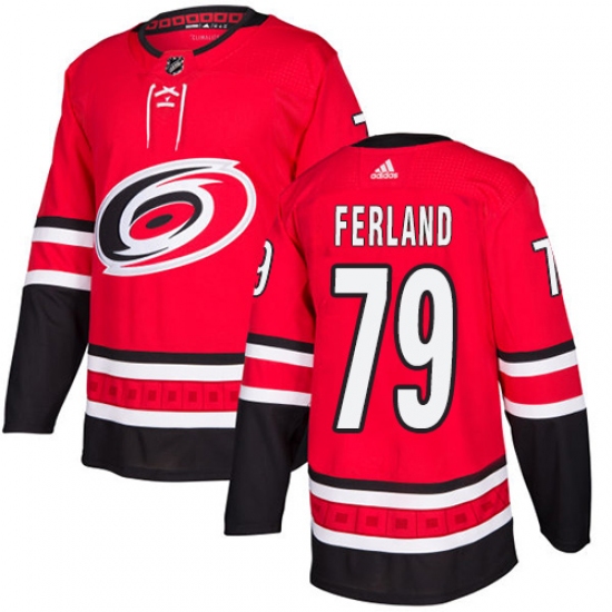 Men's Adidas Carolina Hurricanes 79 Michael Ferland Red Home Authentic Stitched NHL Jersey