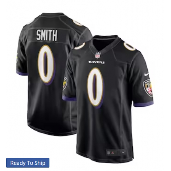 Men's Nike Baltimore Ravens 0 Roquan Smith Black Team Limited Jersey