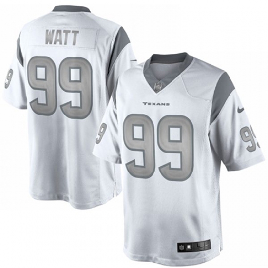 Men's Nike Houston Texans 99 J.J. Watt Limited White Platinum NFL Jersey