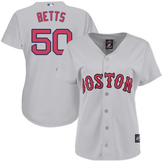Women's Majestic Boston Red Sox 50 Mookie Betts Authentic Grey Road MLB Jersey