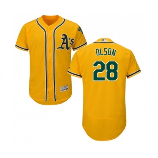 Men's Oakland Athletics 28 Matt Olson Gold Alternate Flex Base Authentic Collection Baseball Jersey