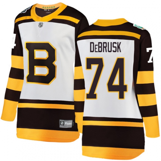 Women's Boston Bruins 74 Jake DeBrusk White 2019 Winter Classic Fanatics Branded Breakaway NHL Jersey