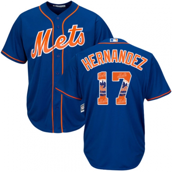 Men's Majestic New York Mets 17 Keith Hernandez Authentic Royal Blue Team Logo Fashion Cool Base MLB Jersey - Click Image to Close