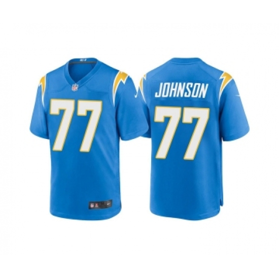Men's Los Angeles Chargers 77 Zion Johnson Blue Limited Stitched Jersey