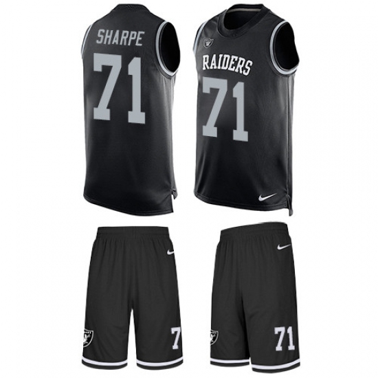 Men's Nike Oakland Raiders 71 David Sharpe Limited Black Tank Top Suit NFL Jersey