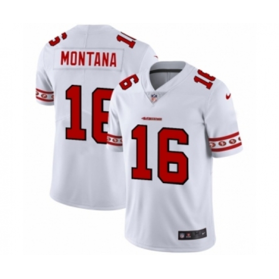 Men's San Francisco 49ers 16 Joe Montana White Team Logo Cool Edition Jersey
