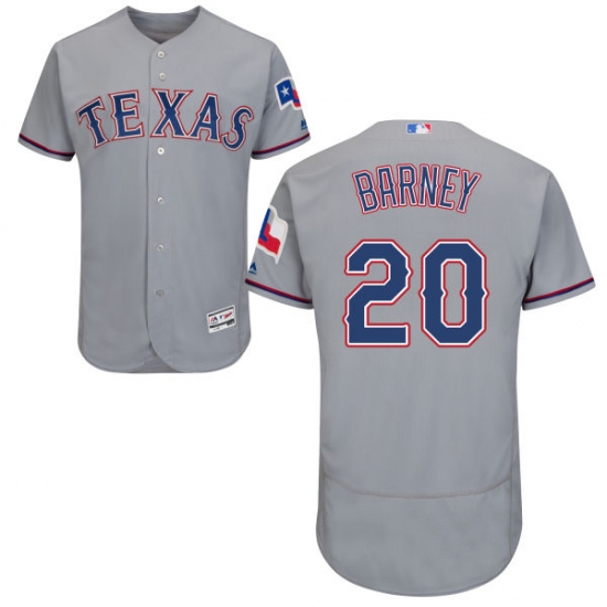 Men's Majestic Texas Rangers 20 Darwin Barney Grey Road Flex Base Authentic Collection MLB Jersey