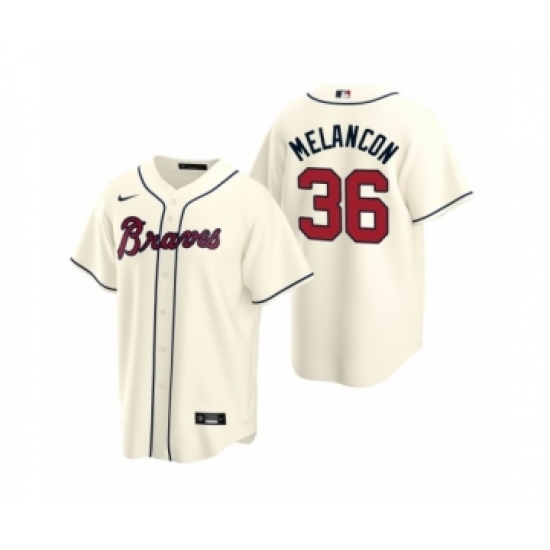Women Atlanta Braves 36 Mark Melancon Nike Cream 2020 Replica Alternate Jersey
