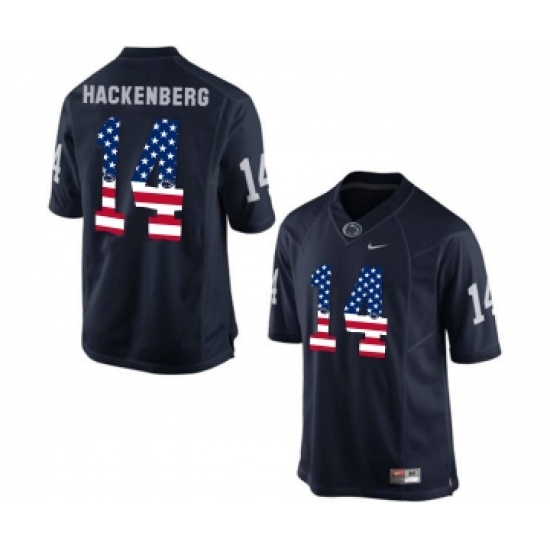 Penn State Nittany Lions 14 Christian Hackenberg Blue USA Flag College Football Limited Jersey